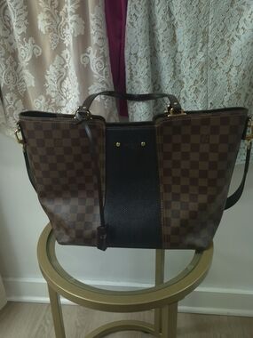 Louis Vuitton Brown Checkered and Black Tote Bag - Designer Style